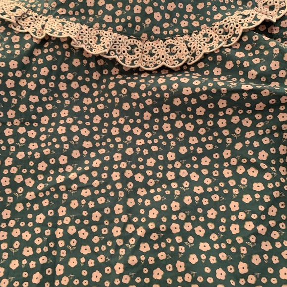 Boden Green Floral Blouse with Lace Collar - Picture 2 of 4